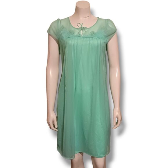 Vintage JCPenny Gaymode Chemise Nightgown-Small-Chiffon Layer-Sheer Yoke - Picture 1 of 7